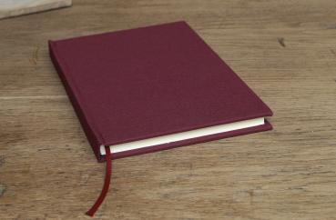 Preview: Elegantes Notizbuch, Leinen weinrot, fadengeheftet, unliniert